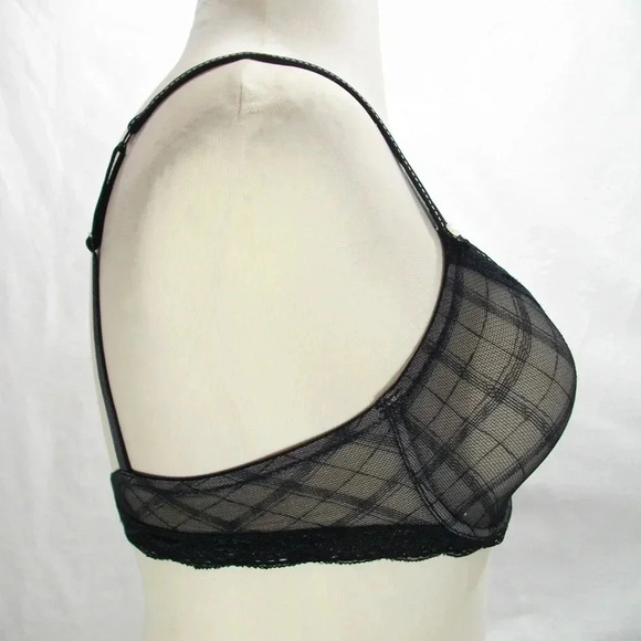 36B Jezebel 10027 Marni Diamond Mesh Unlined Bra Black NWT - Picture 5 of 9